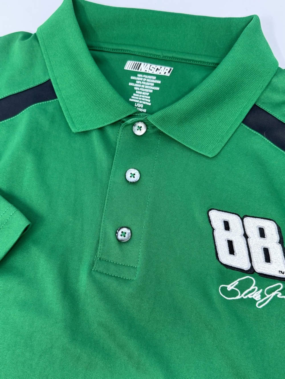 Nascar Dale Jr #88 Men’s Size Large Short Sleeve Polo Green Shirt Racing B1